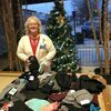 Rotary of Lamar gave back to the community by having Rotarians bring in winter wear at their annual Christmas party held Tuesday, Dec. 15, at Mother Tucker’s. The winter wear will benefit Nathan’s Place. Pictured with the donations is this year’s Rotary president, Amy Neher.