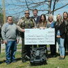 Lamar Democrat/Melody Metzger
A check in the amount of $12,500 from the Arvest Foundation was presented to the Barton County Sheriff’s Department to be used towards the purchase of an aerial drone to be used by local municipal departments, as well as neighboring county sheriff’s offices. The check presentation was held at 1:30 p.m. on Friday, April 5, at the Barton County Sheriff’s Office. Pictured are, left to right, Barton County Chief Deputy Justin Ehrsam; Matt Brown, Arvest commercial lender, Lamar; Barton County Sheriff John Simpson; Caleb Tidball, Arvest branch manager, Lamar; Allison Morris, Arvest relationship banker, Lamar; Shannon Brewer, Arvest branch administrator, Carthage; Elizabeth Long, Arvest relationship banker, Lamar; Jenni Oeltjen, Arvest community banker, Lockwood and Austin Hyslip, Arvest marketing manager, Joplin.