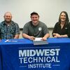 Lamar Career and Technical Center welding student Will Terry signed with Midwest Technical Institute on Monday, March 22. Midwest Technical Institute is a year-round school that provides vocational training in mechanical trades and allied health career fields, where job growth is expected. Terry comes to the center from Lockwood. He is pictured with welding instructor Ryan Seela, left, and Maria Whittenberger, a representative of MTI.