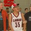 Lamar Democrat/Chris Morrow
Senior Night was a big night for Lamar senior boys basketball manager Landin Myers. Landin scored a bucket in the junior varsity game and scored a big round of applause when he and his parents Mark and Tamara were announced during the Senior Night festivities prior to the Tigers contest with Marshfield Friday.
